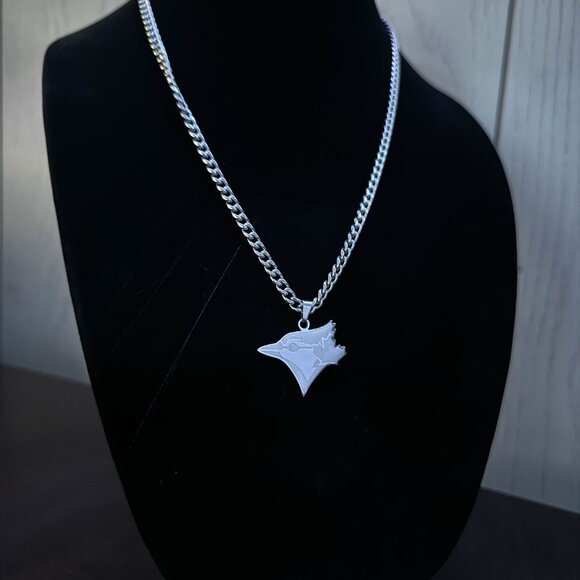 Toronto Blue Jays Necklace - Silver Plated - 5mm Cuban - 22" Chain - Valentines - Picture 2 of 3